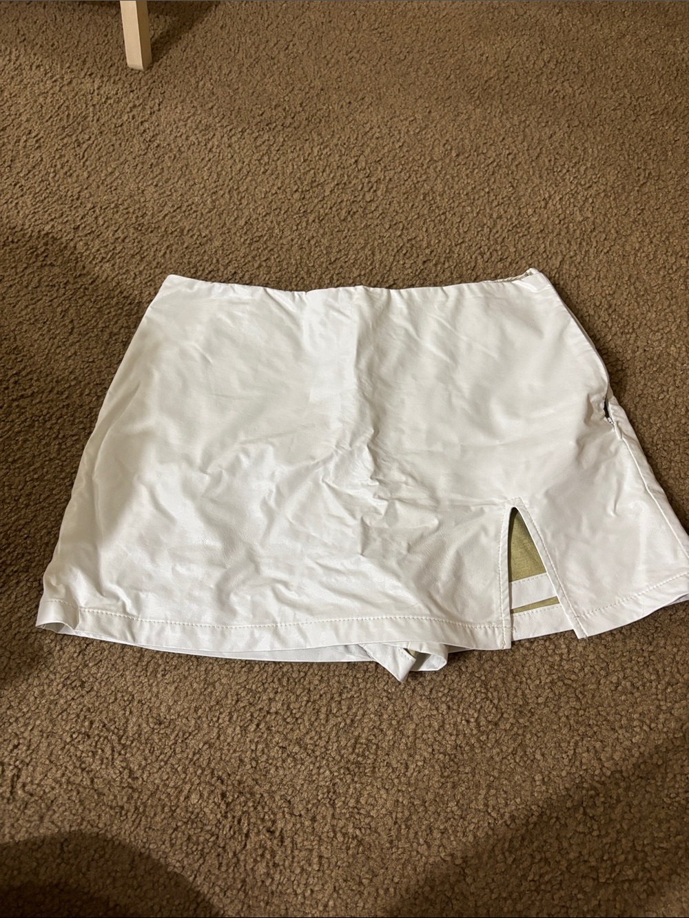 American Threads White Women's Leather Skort with Side Cutout